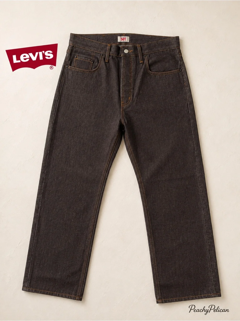 Levi’s 501 Men’s Jeans 38x30 Straight Leg Button Fly Dark Brown Denim